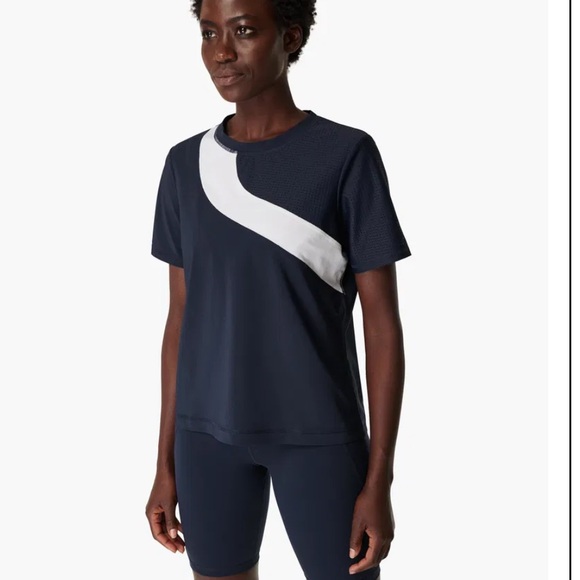 SWEATY BETTY Score Gym T-Shirt Navy with White XL - Picture 2 of 8